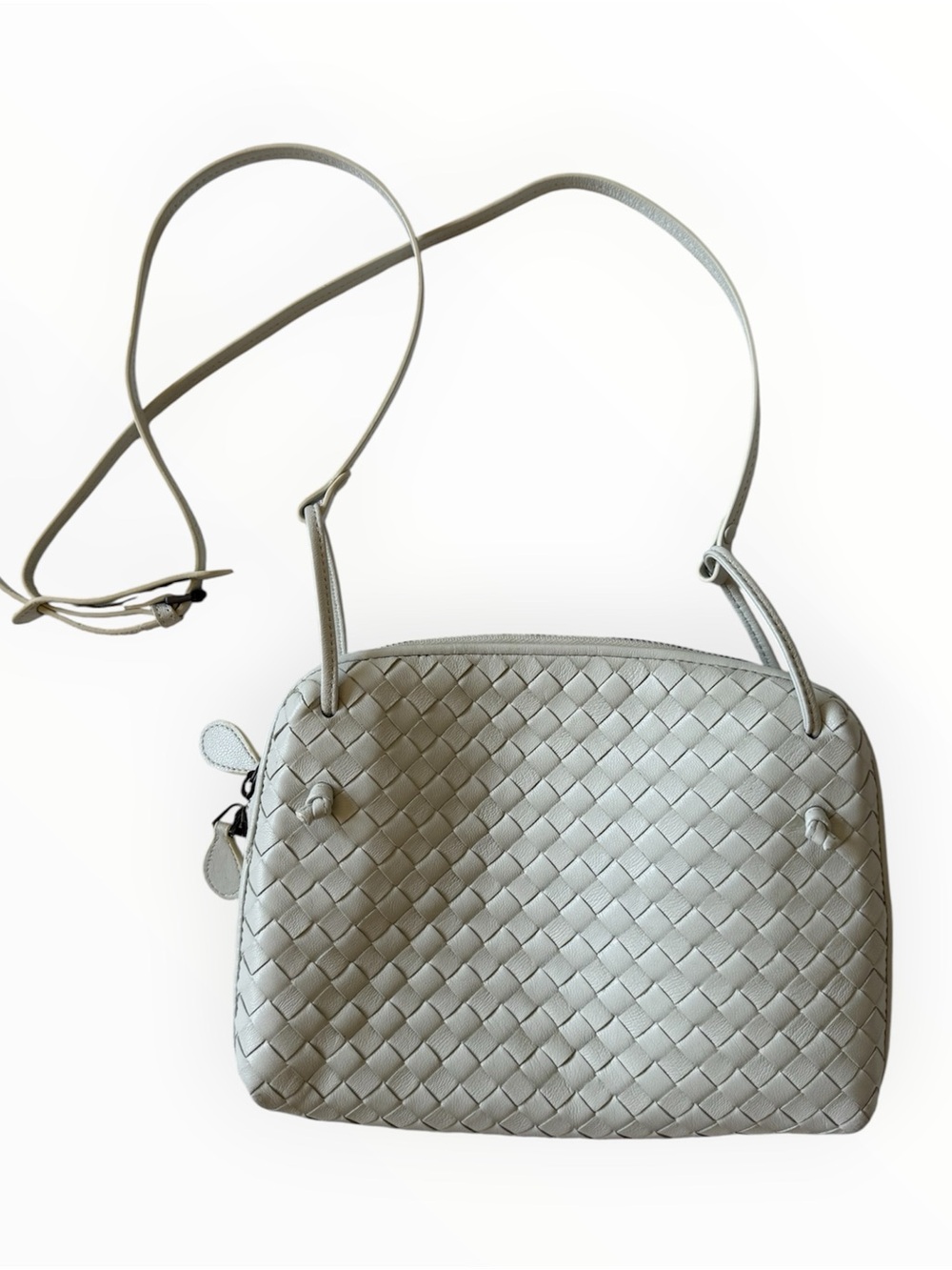 Bottega Veneta White Intrecciato Crossbody Bag